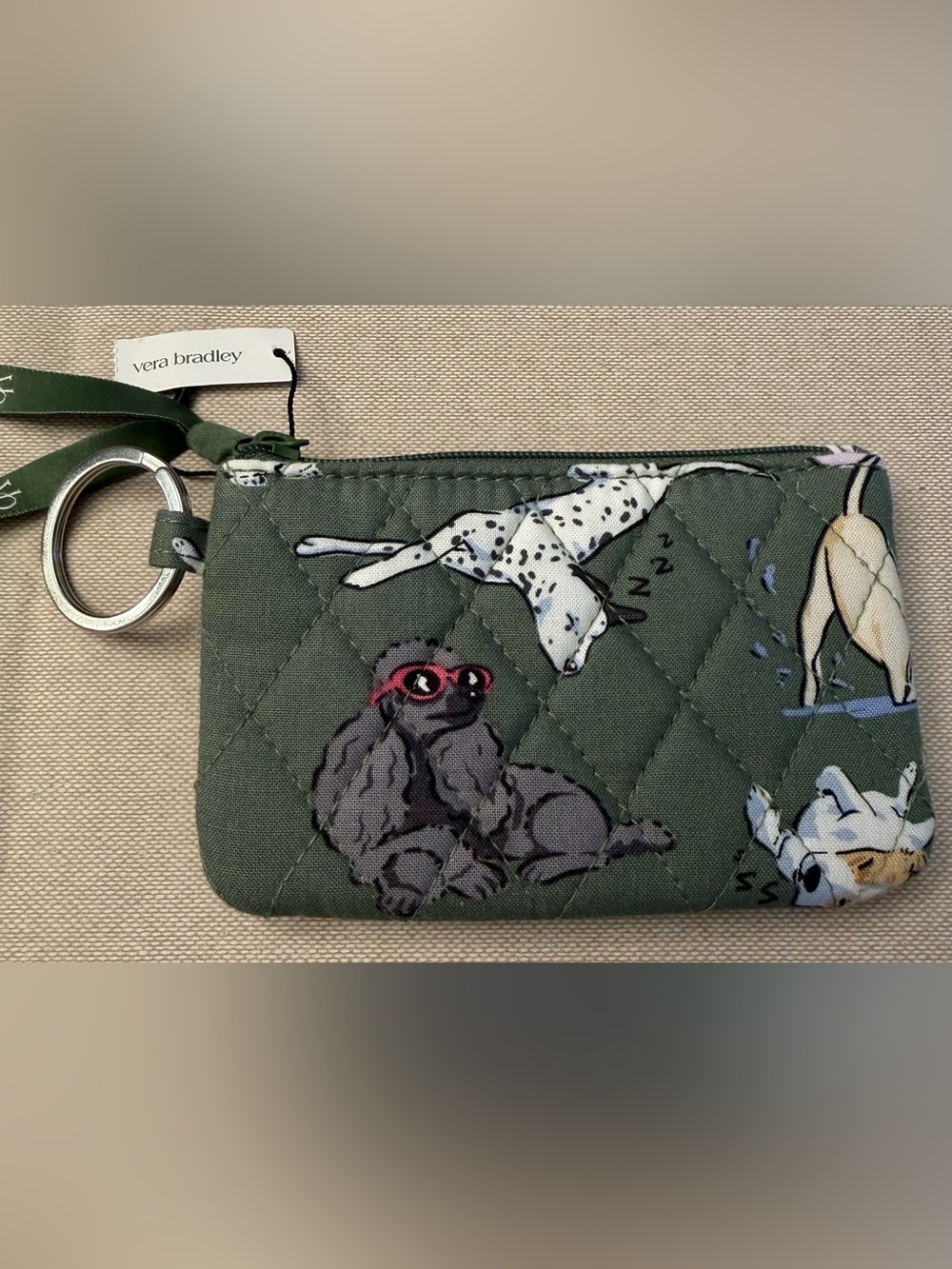 Vera Bradley Zip ID Case In Dog Park Pattern New With Tag